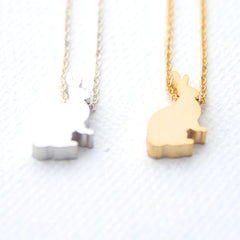 3D Bunny Rabbit Necklaces - 18k Gold and Rhodium Charm Necklaces