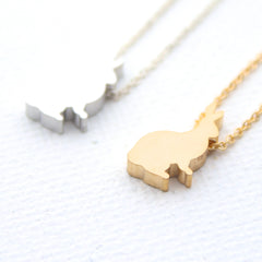 3D Bunny Rabbit Necklaces - 18k Gold and Rhodium Charm Necklaces