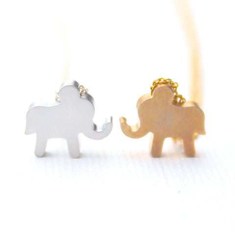 3D Baby Elephant Necklaces - 18k Gold and Rhodium & Sterling Silver Baby Elephant Charm Necklaces