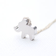3D Baby Elephant Necklaces - 18k Gold and Rhodium & Sterling Silver Baby Elephant Charm Necklaces