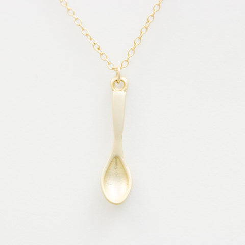 3D Golden Spoon Necklace - 18k Gold Spoon Charm Necklace