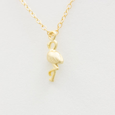 3D Crane Necklace - 18k Gold Crane Bird Charm Necklace