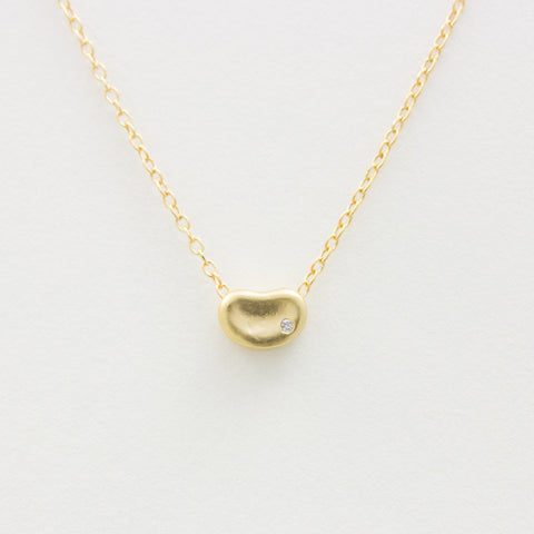 3D Little Bean Necklace - 18k Gold Mini Bean Charm Necklace