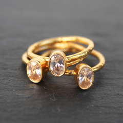 Nara Ring - 24k Gold Dipped Clear Crystal Solitaire Stackable Ring