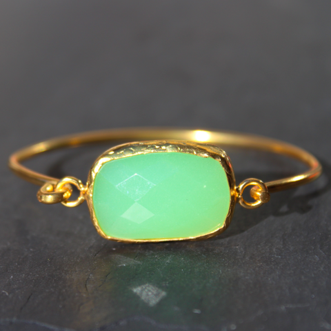 Old San Juan Bracelet - 24k Gold Dipped Green Chalcedony Cuff