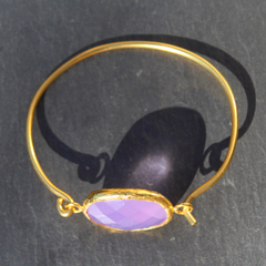 Old San Juan Bracelet - 24k Gold Dipped Purple Chalcedony Cuff