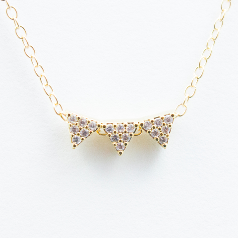3D Crystal Bunting Necklace - 18k Gold and Crystal Bunting Charm Necklace