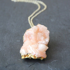 Dixie Necklace - 24k Gold Dipped Peach Crystal Cluster Necklace