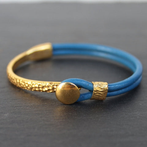 Chiang Mai Bracelet - 24k Gold and Sterling Silver Dipped Leather Cuff