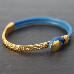 Chiang Mai Bracelet - 24k Gold and Sterling Silver Dipped Leather Cuff