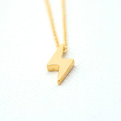 3D Electric Necklace - 18k Gold Mini Lightening Bolt Charm Necklace