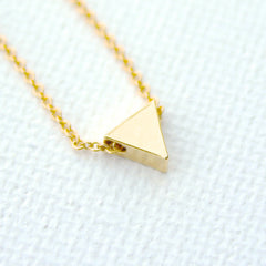 3D Mini Triangle Necklace - 18k Gold Small Triangle Charm Necklace