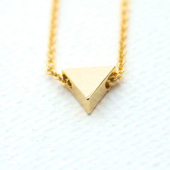 3D Mini Triangle Necklace - 18k Gold Small Triangle Charm Necklace