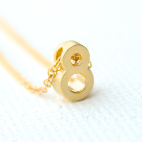 3D Lucky Number Necklace - 18k Gold Mini Number Charm Necklace