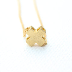 3D Positive Necklace - 18k Gold Mini Plus Sign Cross Charm Necklace