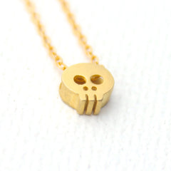 3D Mini Skull Necklace - 18k Gold Mini Skull Charm Necklace