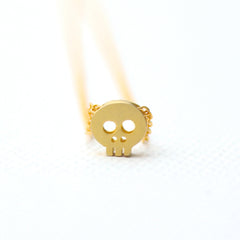 3D Mini Skull Necklace - 18k Gold Mini Skull Charm Necklace