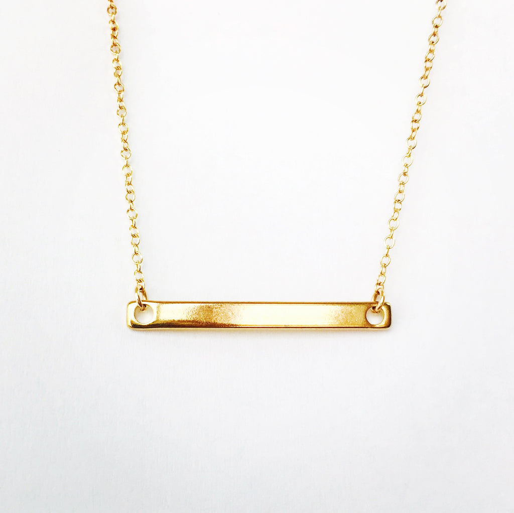 Skinny Gold Bar Necklace - 18k Gold Necklace