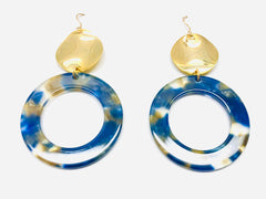 Kingston Wave Earrings - 18k Gold and Hand Poured Resin Charm Earrings