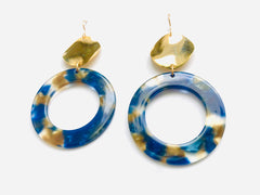 Kingston Wave Earrings - 18k Gold and Hand Poured Resin Charm Earrings