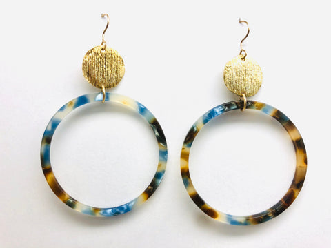 Kingston Hoop Earrings - 18k Gold and Hand Poured Resin Charm Earrings