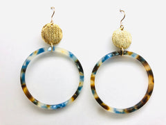 Kingston Hoop Earrings - 18k Gold and Hand Poured Resin Charm Earrings