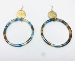 Kingston Hoop Earrings - 18k Gold and Hand Poured Resin Charm Earrings