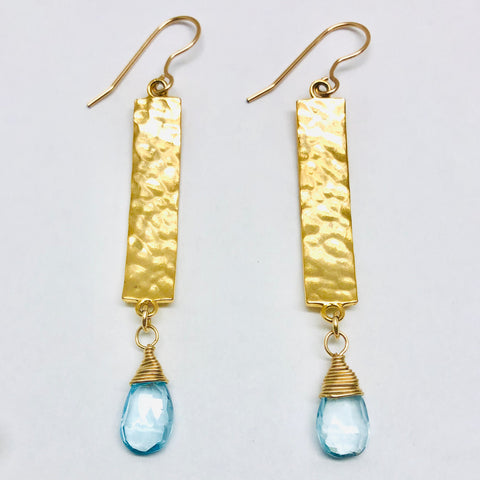 Malibu Earrings - 18k Gold and Aquamarine Gemstone Earrings