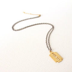 Edge of Glory Necklace - 18k Gold Razor Pendant Charm Necklace