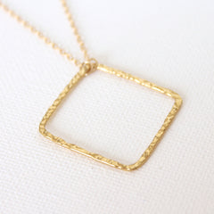 Tousled Square Necklace - 18k Gold Pendant Charm Necklace