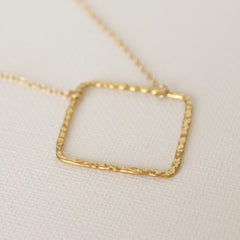 Tousled Square Necklace - 18k Gold Pendant Charm Necklace