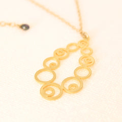 Bubble Wrapped Necklace - 18k Gold Pendant Charm Necklace with Japanese Freshwater Keshi Accent Pearl