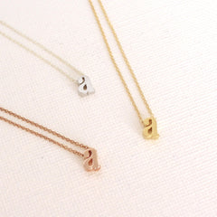 3D Lower Case Initial Necklace - 18k Gold Initial Charm Necklace