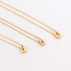3D Lower Case Initial Necklace - 18k Gold Initial Charm Necklace