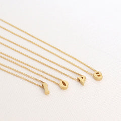 3D Lower Case Initial Necklace - 18k Gold Initial Charm Necklace