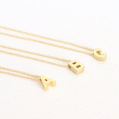 3D Upper Case Initial Necklace - 18k Gold Initial Charm Necklace