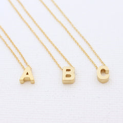 3D Upper Case Initial Necklace - 18k Gold Initial Charm Necklace