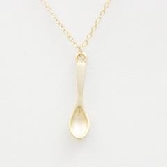 3D Golden Spoon Necklace - 18k Gold Spoon Charm Necklace