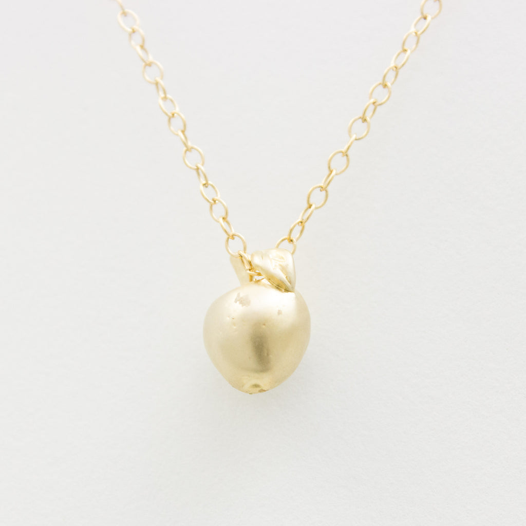 3D Apple Necklace - 18k Gold Apple Charm Necklace