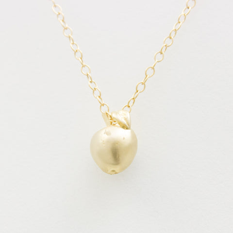 3D Apple Necklace - 18k Gold Apple Charm Necklace