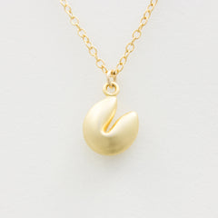 3D Fortune Cookie Necklace - 18k Gold Fortune Cookie Charm Necklace
