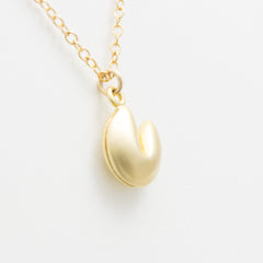 3D Fortune Cookie Necklace - 18k Gold Fortune Cookie Charm Necklace