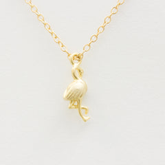3D Crane Necklace - 18k Gold Crane Bird Charm Necklace