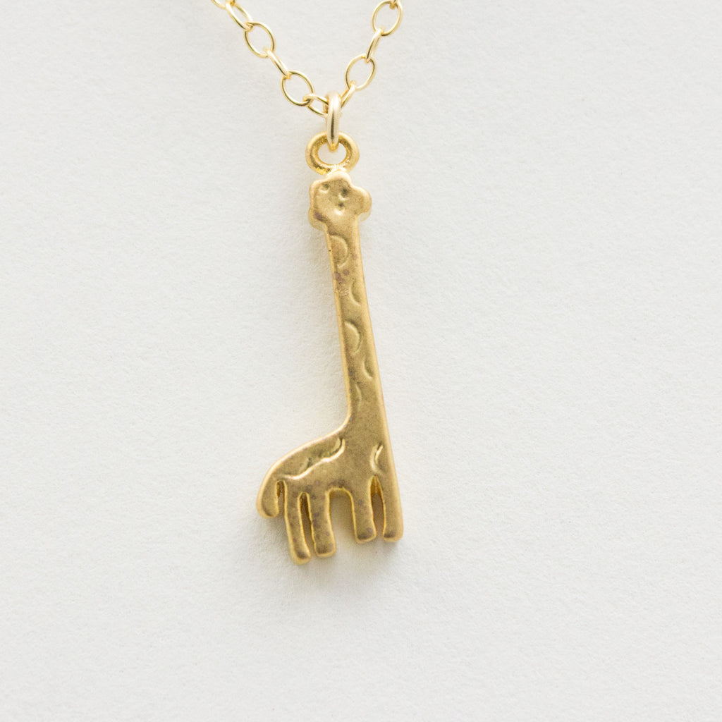 3D Giraffe Necklace - 18k Gold Giraffe Charm Necklace