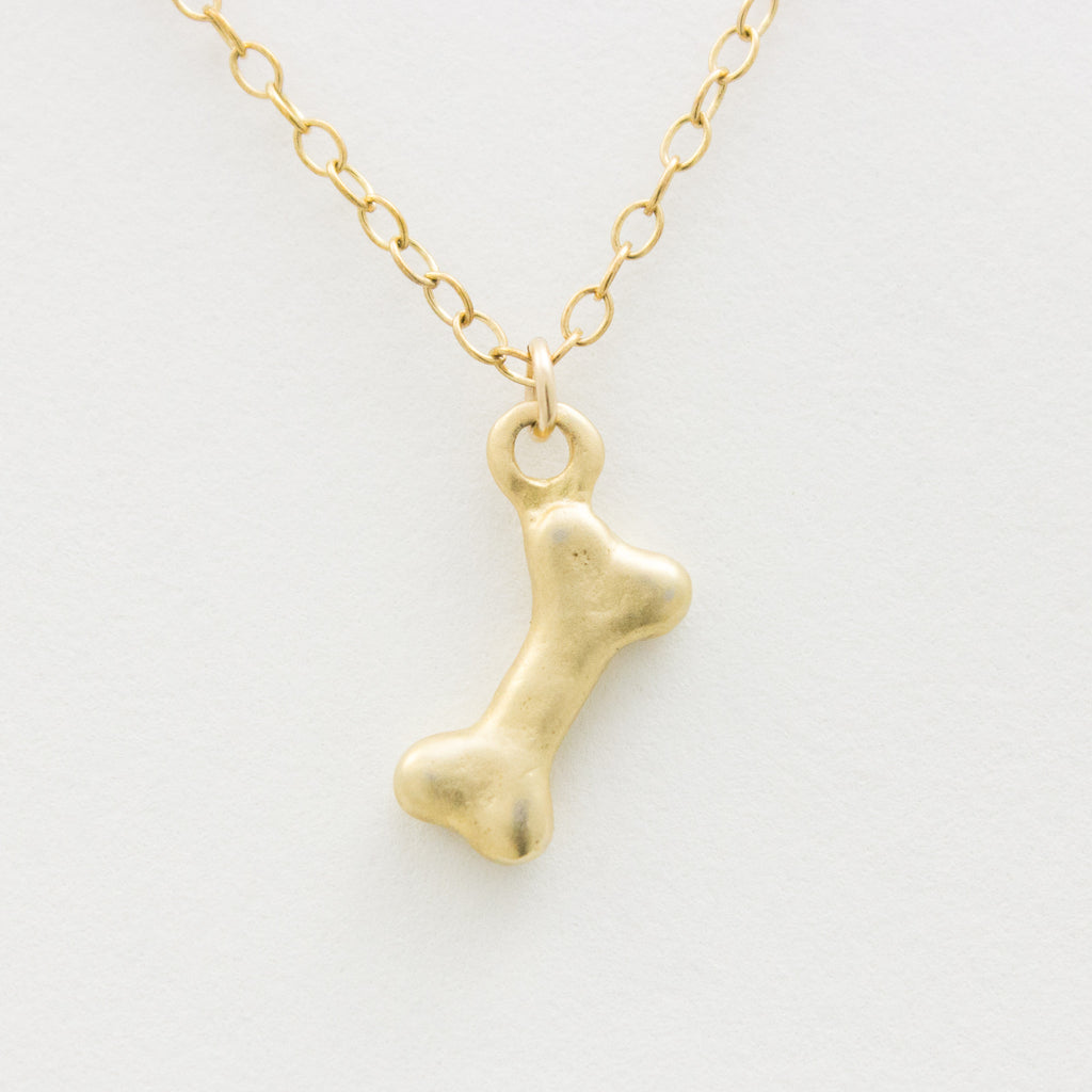3D Doggy Bone Necklace - 18k Gold Doggy Bone Charm Necklace