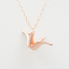 3D Paper Crane Necklace - 18k Gold Origami Charm Necklace
