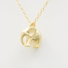 3D Elephant Necklace - 18k Gold Elephant Charm Necklace
