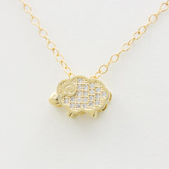 3D Crystal Little Lamb Necklace - 18k Gold and Crystal Sheep Charm Necklace