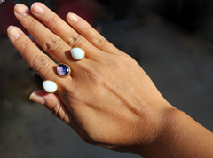 Egypt Ring - 24k Gold Dipped Triple Gemstone Floating Knuckle Ring