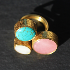 Egypt Ring - 24k Gold Dipped Triple Gemstone Floating Ring